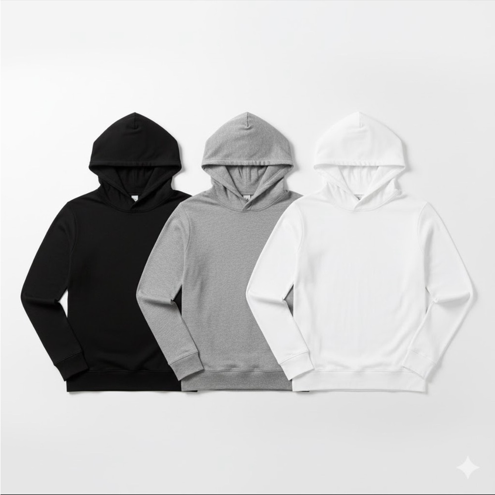 Lot of 3 Black, Gray, and White light hooded tops